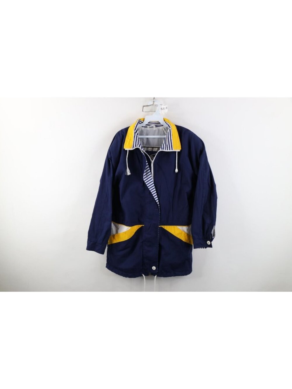 Vintage 90s Streetwear Womens Small Color Block Sailing Parka Chore Jacket Blue